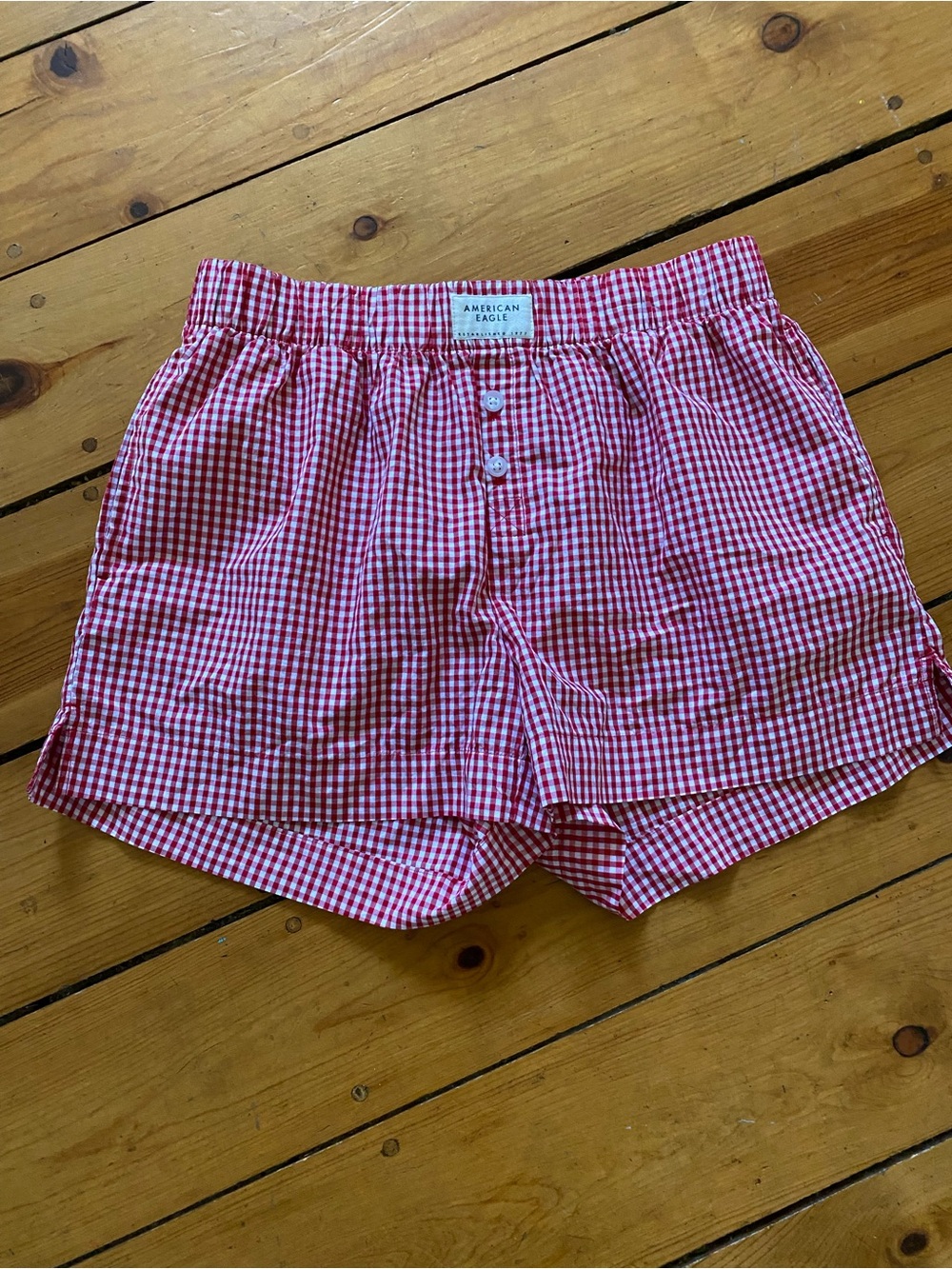 American Eagle Red Gingham Boxer Shorts size small